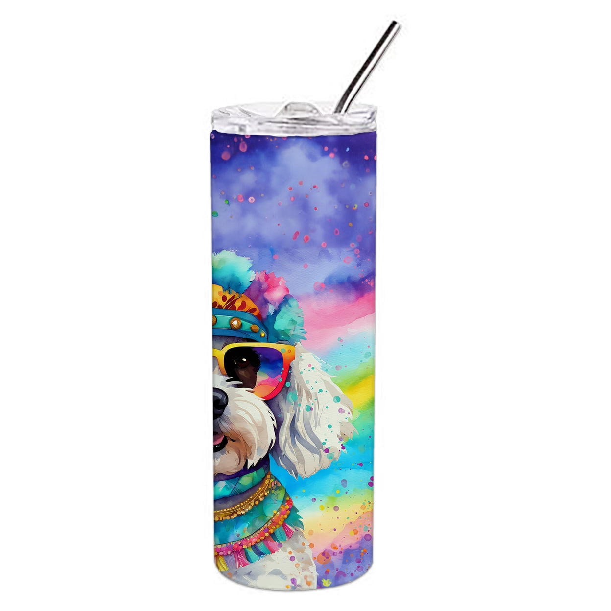 Carolines Treasures DAC2496TBL20 3 x 8.25 x 3 in. & 20 oz Corgi Hippie Dawg Stainless Steel Skinny Tumbler