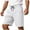 White, variant on hoksml Men's Drawstring Elastic Waist Casual Shorts, Leather Patch Detail Relaxed Fit Walking Shorts for Summer Daily Vacation Wear