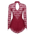 thumbnail image 4 of Aislor Women's Girls Ballet Dance Dress Lace Long Sleeve Figure Ice Skating Dress Leotard Dancewear, 4 of 7