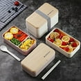 thumbnail image 4 of Microwave Lunch Box Japanese Wood Bento Box 2 Layer Container Storage New, 4 of 8
