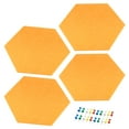 thumbnail image 1 of Unique Bargains Tuiles de Panneau d'Affichage Hexagonales Autocollantes en Feutre pour Mur, Épingles Poussoirs, Jaune, Lot de 4, 1 of 5