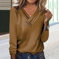 thumbnail image 2 of FAIWAD Womens Long Sleeve Tops Dressy Casual V Neck Shirts Blouse Button Down Loose Going Out Tees Clothes, 2 of 5