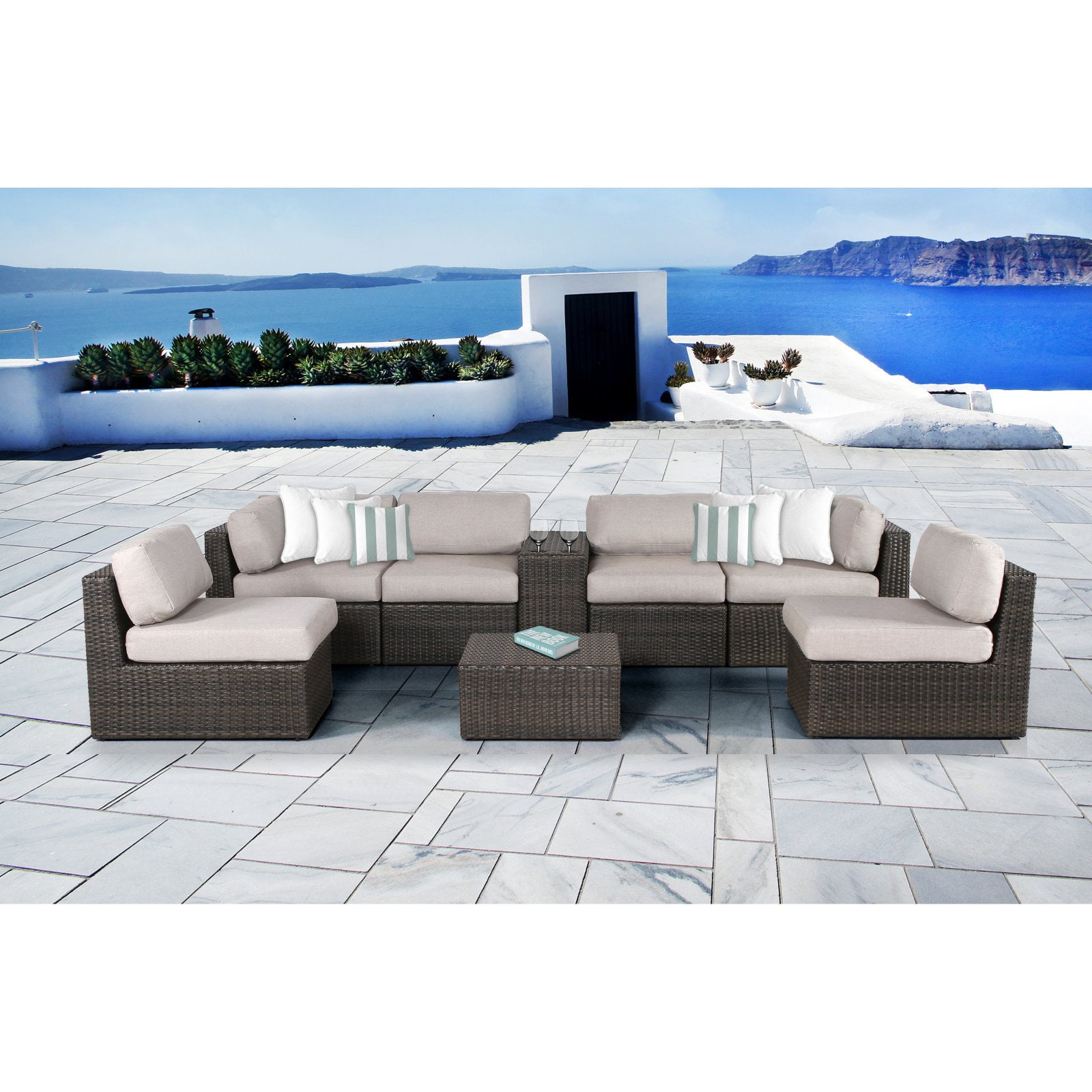 Sunhaven Sofia Wicker 8 Piece Patio Conversation Set