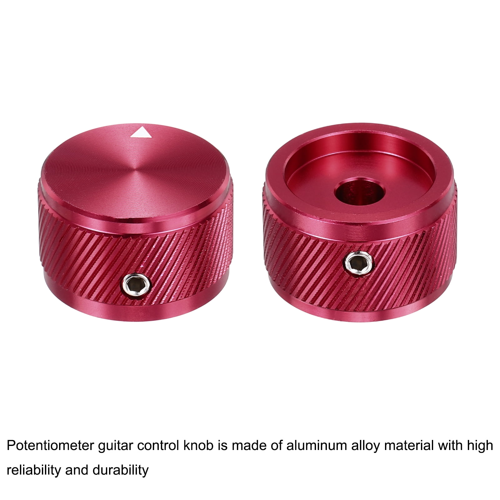 Uxcell 6 Pcs Aluminium Potentiometer Knobs, 1/4" (6mm) Universal Volume Tone Control Knobs for Guitar, Bass, Twill 5/8" Red