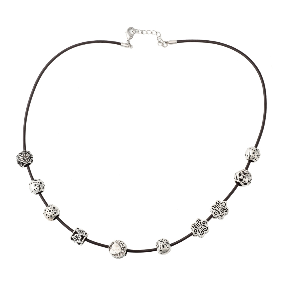 Leather Cord Necklace Making with Zinc Alloy Lobster Claw Clasps and Brass Findings Nickel Free Platinum Metal Color Coconut Brown 47~48cm