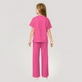 thumbnail image 3 of Girls 2 Piece Outfits Kids Fashion Short Sleeve T Shirts Wide Leg Pants Clothing Sets 6-14 Y,Hot Pink - 110, 3 of 4