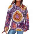thumbnail image 6 of thefmos Women's Hooded Drawstring Tie Dye Sweatshirt with Kangaroo Pocket Casual Long Sleeve Pullover Fashion Fall Winter Outfit, Purple XL, 6 of 7