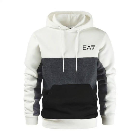 2024 New Spring Autumn Loose-fit Casual Printed Sweatshirt For Men Fashionable Trendy Three-color Block Hoodies Sweatshirts