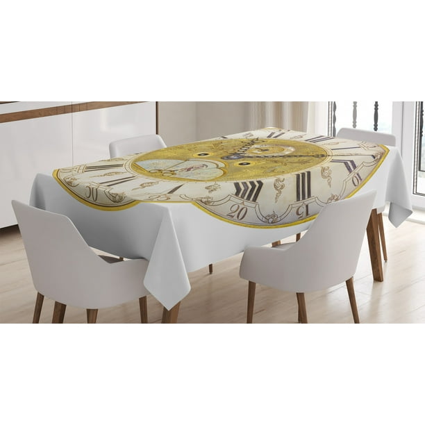 Clock Decor Tablecloth Vintage Theme A Seventeenth Century