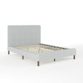 thumbnail image 2 of Martha Stewart Britta Full Upholstered Platform Bed with Rounded Headboard, Piped Detailing and Cushioned Siderails, Wood Slat Bottom, No Box Spring Needed, Gray, 2 of 11