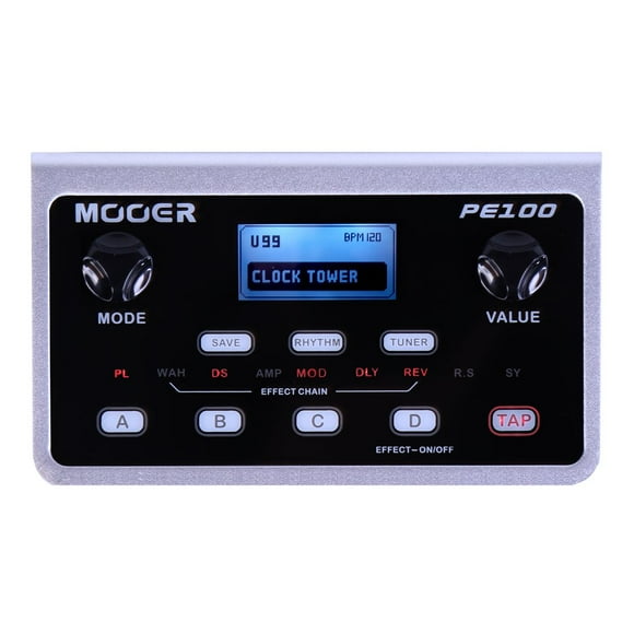 Guitarra portátil multiefectos MOOER PE100 con 198 presets