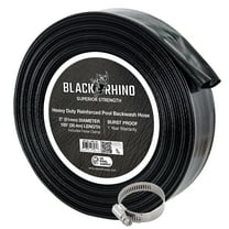 U.S. Pool Supply Black Rhino 2" x 100' Pool Backwash Hose with Hose Clamp - Extra Heavy Duty Superior Strength, Thick 1.2mm (47 mils) - Weather Burst Resistant - Drain Clean Swimming Pools