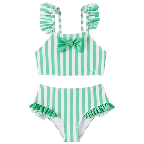 Xudanell Baby Swimsuit Girl Toddler Bathing Suit Girl Summer Beach Bikini Tankini 2-Piece Swimwear 3-24 Months 2t-5t (Green, 4-5 Years)