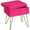 Rose, variant on Vanity Stool Chair Faux Fur with Storage, 15.7"L x 11.8"W x 19.4"H Soft Ottoman 4 Metal Legs with Anti-Slip Feet, Furry Padded Seat, Modern Multifunctional Chairs for Makeup, Bedroom White
