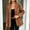 Brown, variant on Women Notched Lapel Single Button Wool Blend Blazer Loose Long Sleeve Solid Color Casual Business Suit Jacket Beige XXL