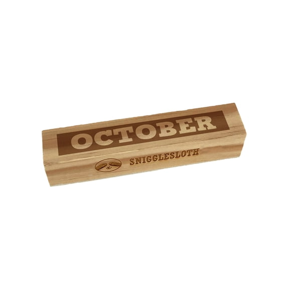 Month October Bold Rectangle Rubber Stamp Stamping Scrapbooking Crafting - Small 2.50in