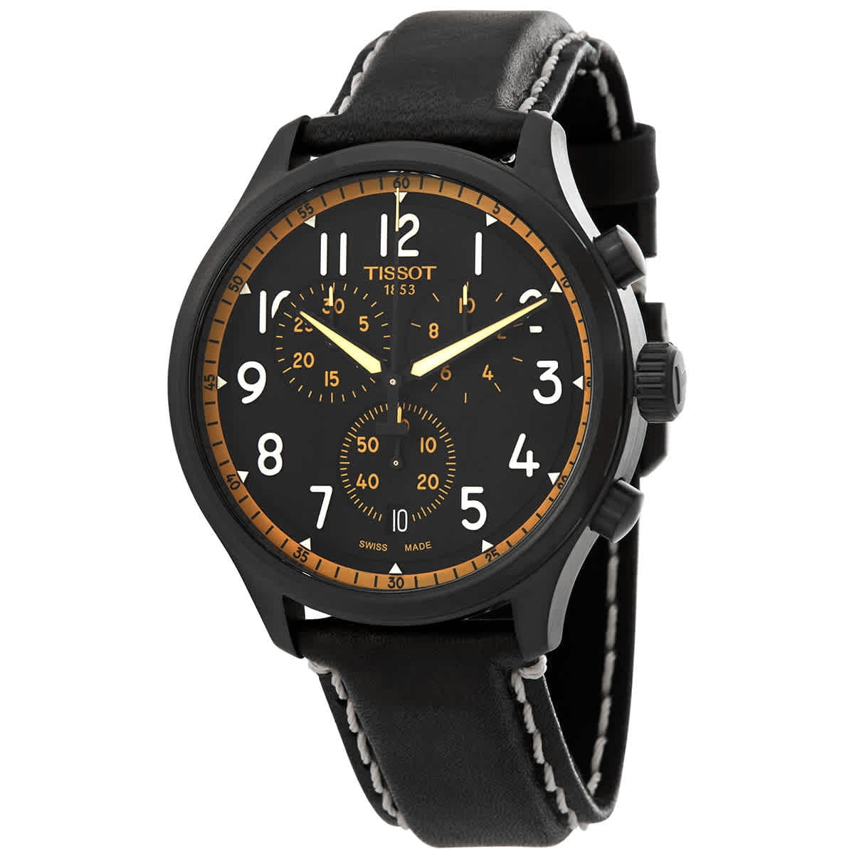 Tissot PRC 200 Men's Sport Watch, Quartz, Black Dial & Leather