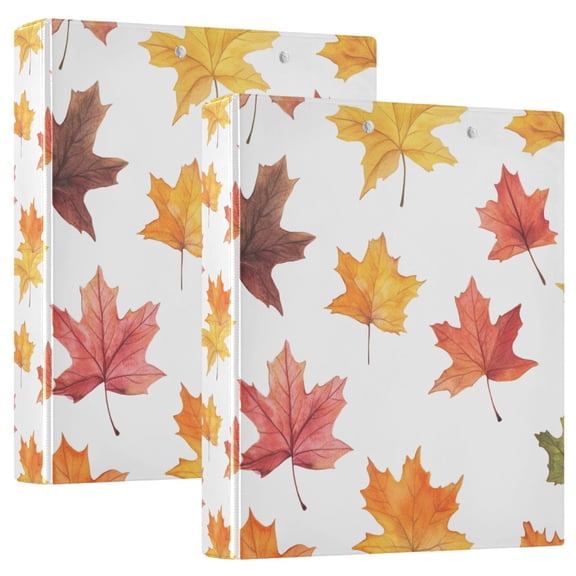 FORMRS 3 Ring Binder 1.5 inch with Pockets Set of 2 Clip Board 200 Sheets Capacity, White Autumn Leaves