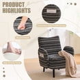 thumbnail image 5 of S-HOME Modern Style Armchair in Boucle Fabric with Side Storage Pocket and Solid Wood Legs for Living Room Office Reading Chair, Black, 5 of 18