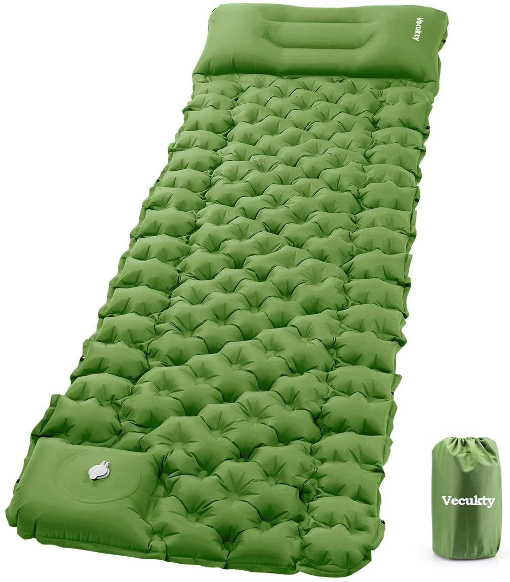 Inflatable Camping Mat Ultralight Lightweight Single Sleeping Mattress Pillow 