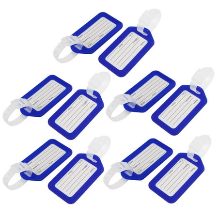 Unique Bargains Suitcase Rectangle Design Blue White Plastic Name Label Luggage Tag 10 Pcs