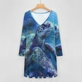 thumbnail image 4 of Watercolor Turtle Long Sleeve Dresses For Women Vintage Elegant Party Dress Oversized V-neck Dress S-8XL, 4 of 7