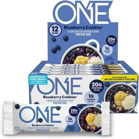 ONE Brands Protein Supplement Bar, Blueberry Cobbler, 20g Protein, 12 Count
