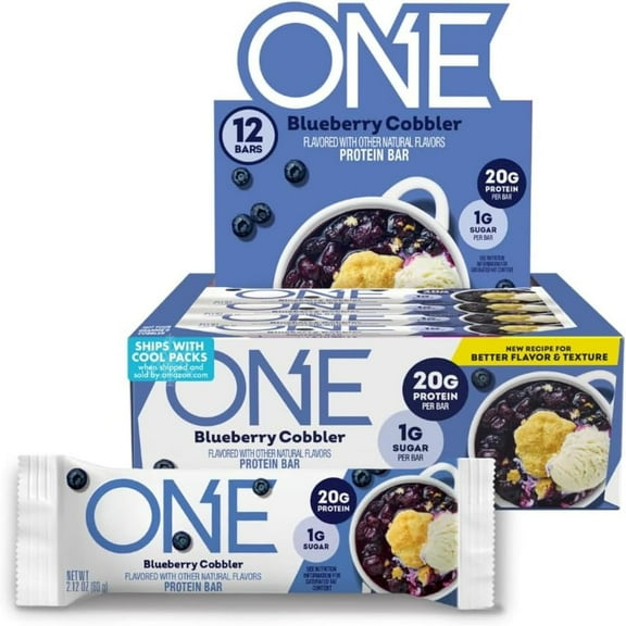 ONE Brands Protein Supplement Bar, Blueberry Cobbler, 20g Protein, 12 Count