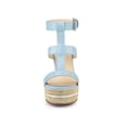 thumbnail image 6 of BLISSFUL STEP Women's Shoes Espadrille Wedge Ankle Buckle T-Strap Platform Sandals Sky Blue 10, 6 of 7