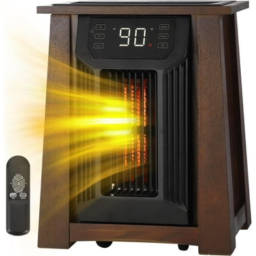 1500W Infrared Space Heater, Use with 8 Heating Quartz Elements and Remote Control, Overheat Protection, On & Off Timer, for Bedroom Office