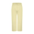thumbnail image 4 of Sweatpants for Men Casual Baggy Track Pants Solid Color Open Bottom Trousers with Pockets, Beige, S, 4 of 6