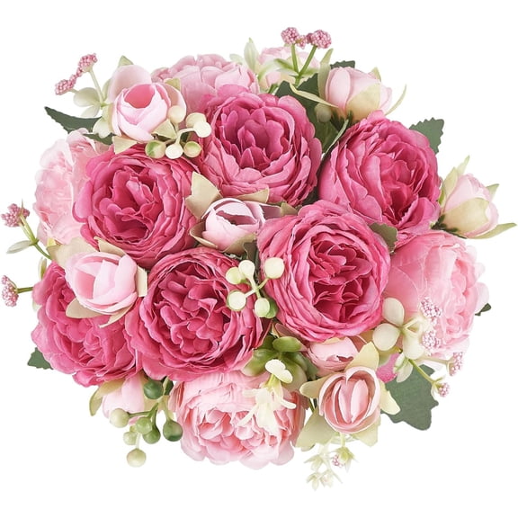 USPEED 2 Packs Vintage Artificial Peonies Silk Peony Flowers and Hydrangeas for Wedding Bridal Home Décor – Beautiful Floral Centerpiece Arrangement