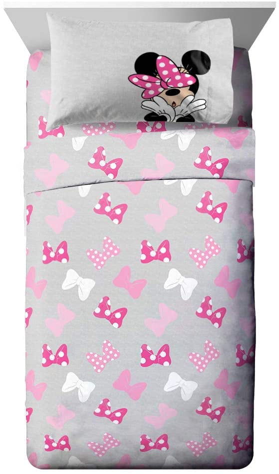 Fade Resistant Polyester Microfiber Fill Official Disney Product Super Soft Kids Reversible Bedding features Minnie Mouse Disney Minnie Mouse Rock the Dots Twin/Full Comforter 