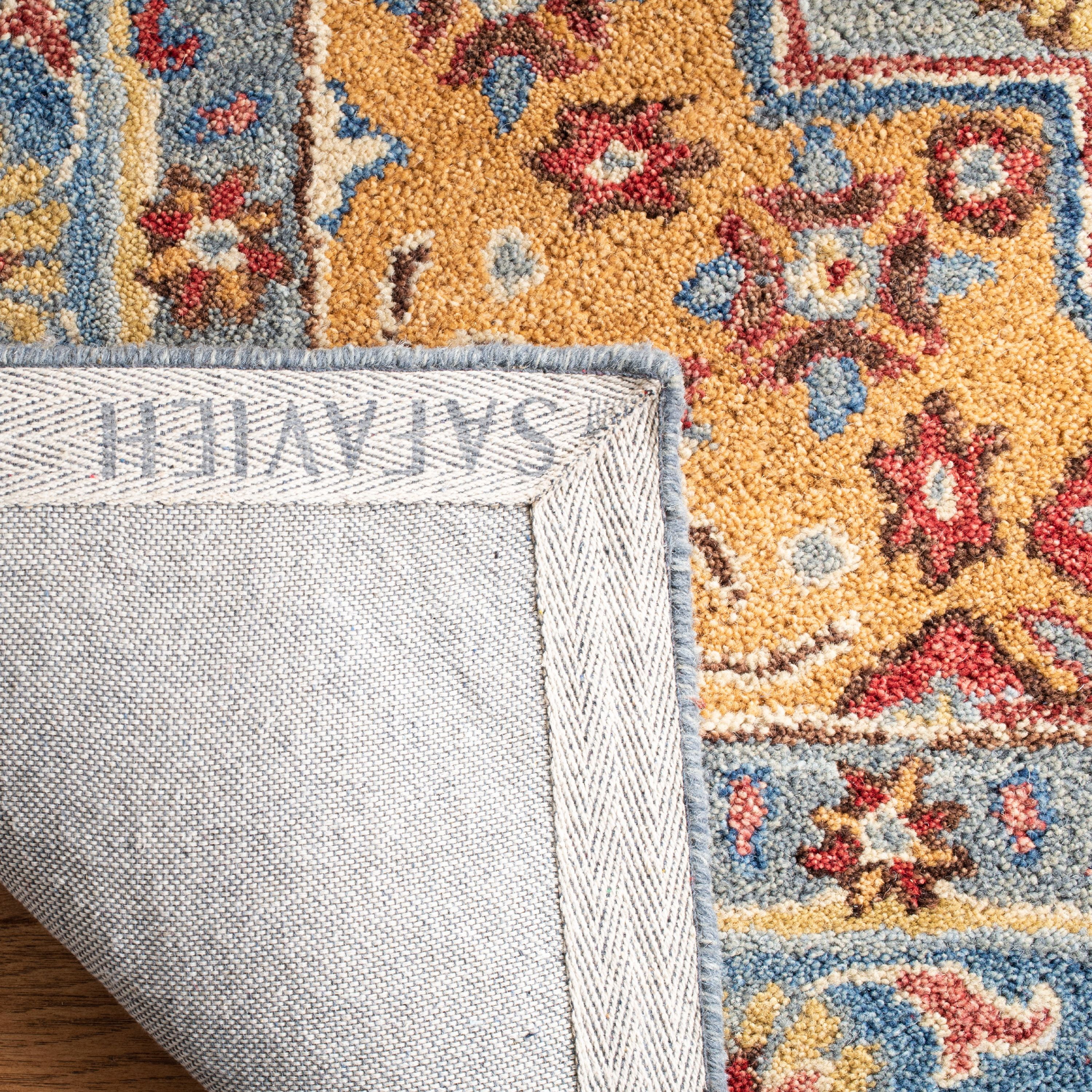 SAFAVIEH Antiquity Napier Traditional Wool Area Rug, Blue/Gold, 4' x 6'