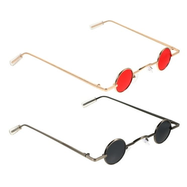 2pcs Circular Party Sunglasses Round Hippie Retro Sunglasses Metal Frame Eyewear