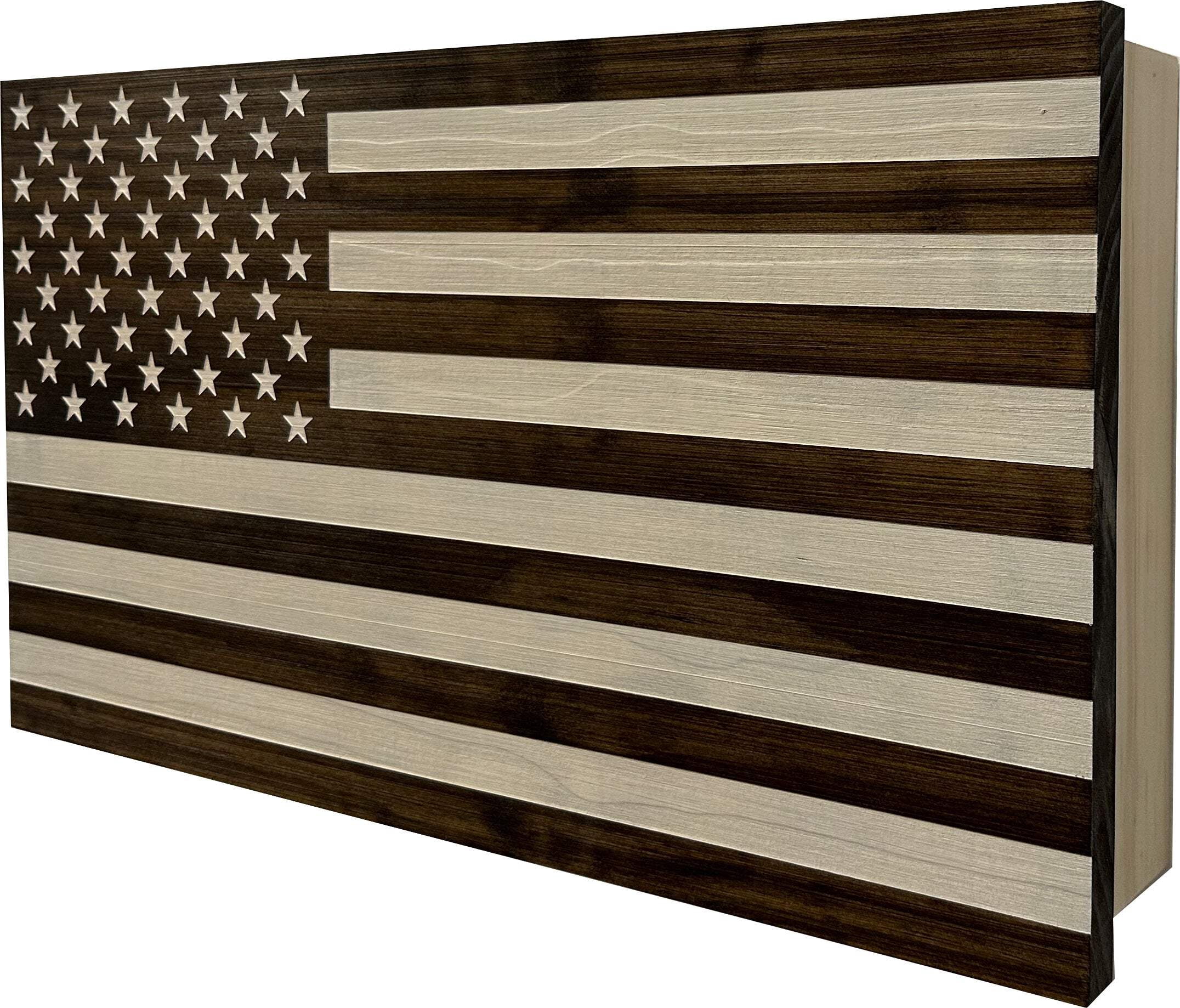 American Flag Hidden Storage Cabinet (Dark Walnut) by Bellewood Designs
