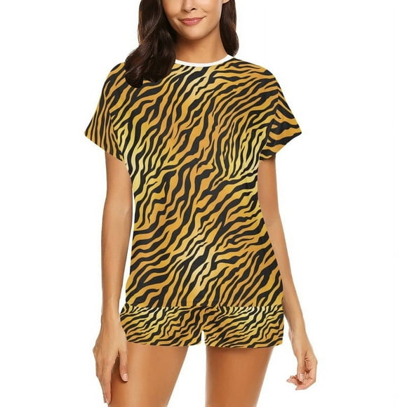 Pijama corto de mujer con estampado de tigre LKS302