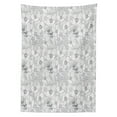 thumbnail image 3 of Ambesonne Grey Tablecloth Rectangular Table Cover, Abstract Sketchy Flowers, 60"x90", Pale Grey and White, 3 of 4