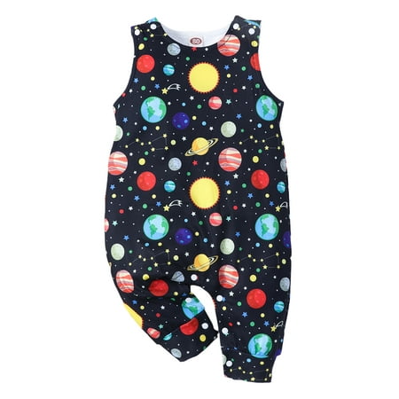 

jaweiw Infant Boy Girls Sleeveless Jumpsuit Toddler Dinosaur/ Whale/ Planet/ Shark Print Round Neck Romper 3-18M
