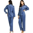 thumbnail image 3 of LONXU Womens Satin Pajama Set Long Sleeve Lounge Sets Two Piece Button Down Shirts and Pants PJs Soft Sleepwear Set Plus XS-XXXL, 3 of 5