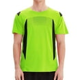 thumbnail image 2 of Mens T-Shirts Summer Color Block Quick Drying Round Neck Short Sleeve Fitness Training Breathable Sports Fashion Tops Pullover Holiday Wear,Green,XXL,Tshirts, 2 of 4