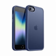 can Matte Case for iPhone SE 3/2 (2022/2020), iPhone 8/7, 4.7-Inch [Military Drop Certified] Translucent Back Phone Cover, Anti-Fingerprint - Deep Blue
