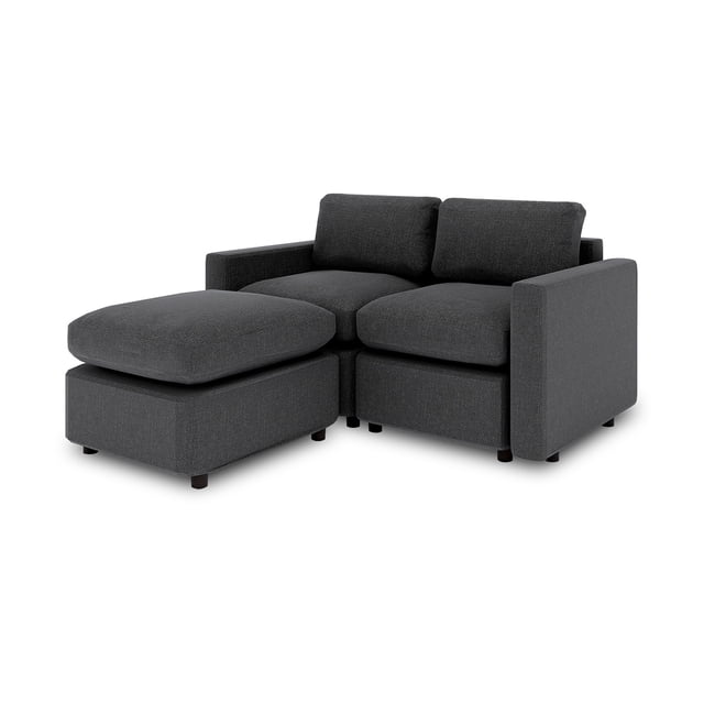 Sillón Loveseat Seccional Modular Adapti + Otomano | Gris Carbón