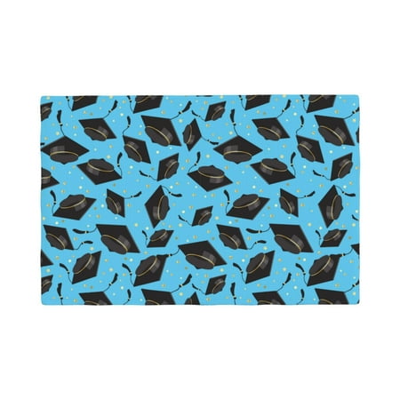 

Table Placemats Set of 4 - Graduation Hats2 12x18 In Faux Linen Double Heat Resistant Place Mats Cloth Indoor/Outdoor Placemats Washable Table Mats for Dining Kitchen Party