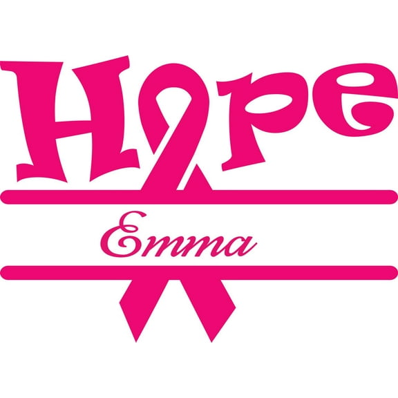 Personalized Name Vinyl Decal Sticker Custom Initial Wall Art Personalization Decor Breast Cancer Survivor Pink Ribbon Hope 12 Inches X 18 Inches