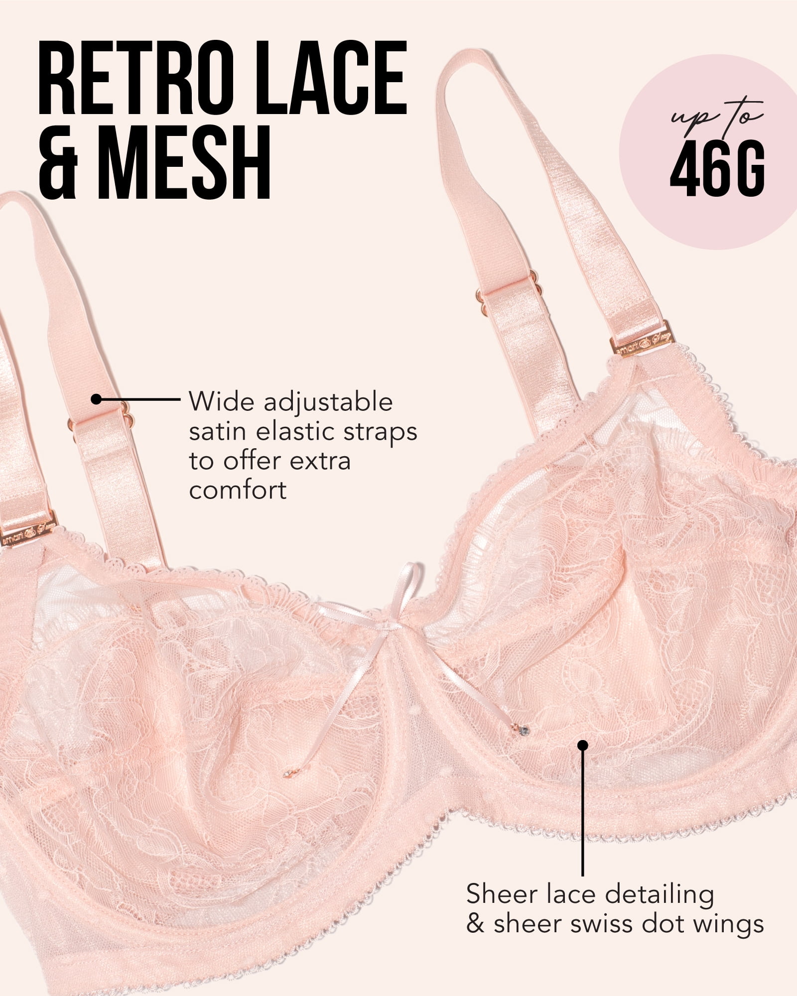 Smart & Sexy Women's Plus Size Retro Lace & Mesh Unlined Underwire Bra