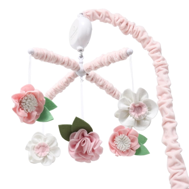 The Peanutshell Pink Floral Musical Crib Mobile for Girls photo 6