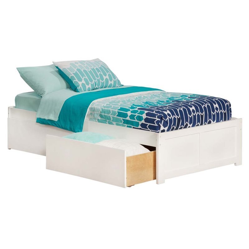 white twin platform bed