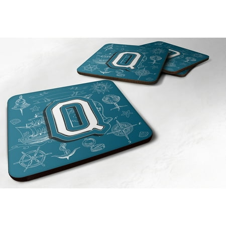 

Caroline s Treasures CJ2014-QFC Letter Q Sea Doodles Initial Alphabet Foam Coaster Set of 4 3 1/2 x 3 1/2 multicolor