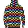thumbnail image 3 of Bingfone Rainbow Chequerboard Men's Drawstring Hoodie Long Sleeve Pocket Sweatshirts-Large, 3 of 6